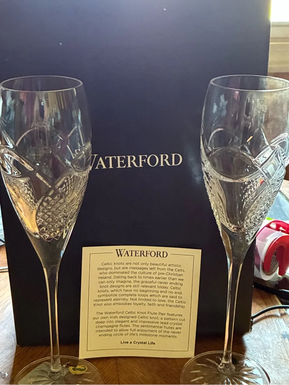 Waterford Clear Crystal Celtic Knot Champagne Flutes